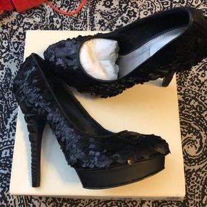 Black sequence heels